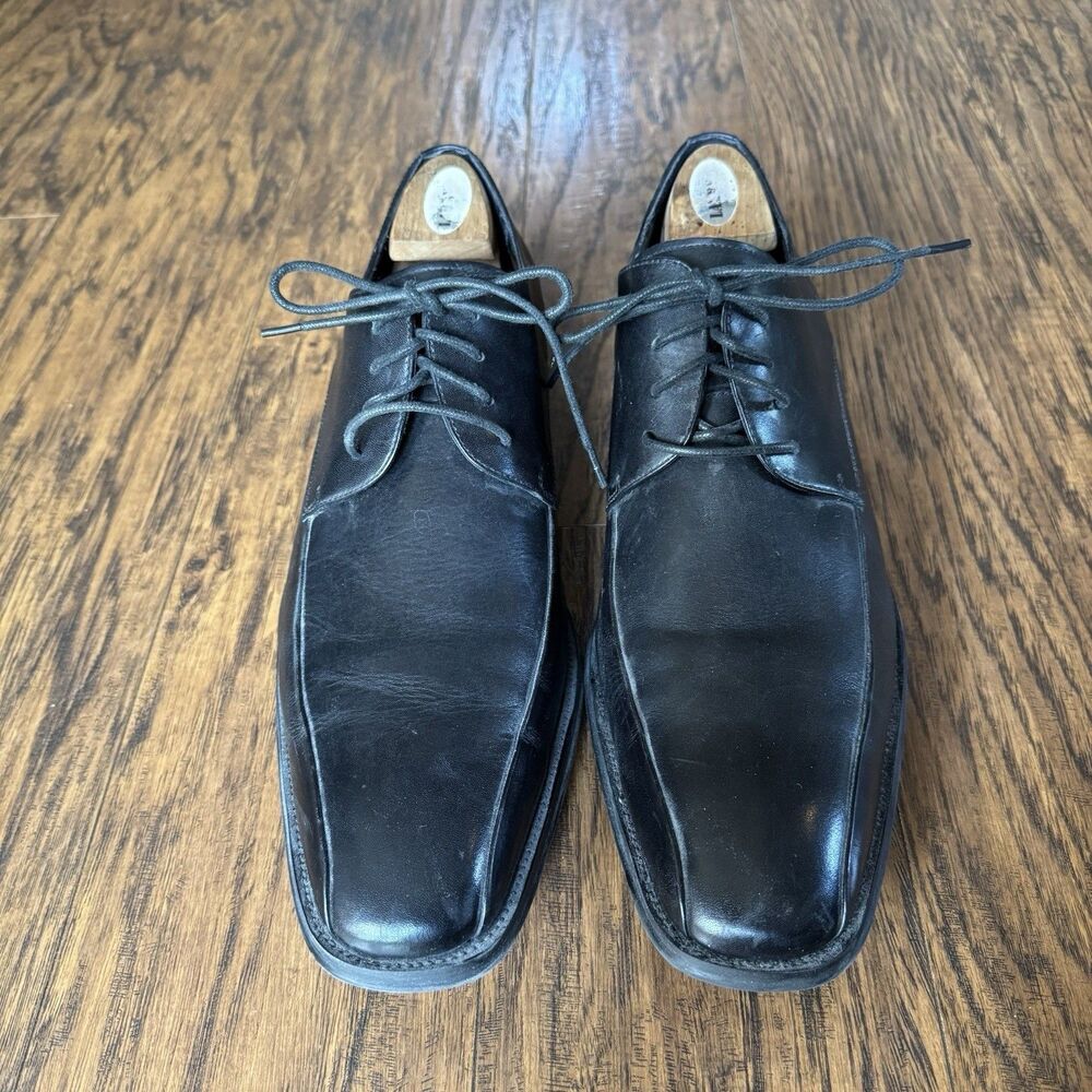 Kenneth Cole Leather Oxford Dress Shoes Black Square Toe Mens Size 13M
